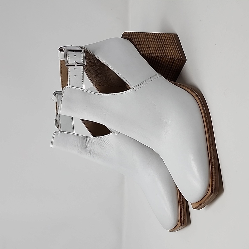 Free People Brady Buckle Women White Leather Booties